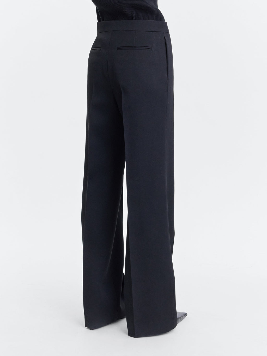 Black Sharp Wool Suiting Straight-Leg Trouser