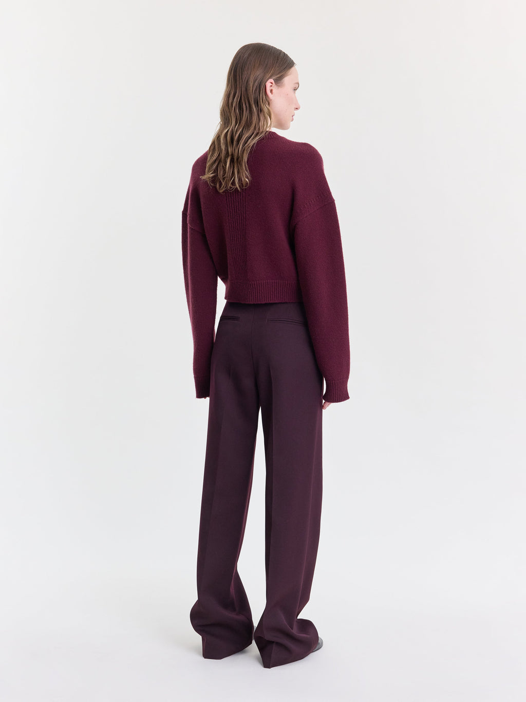 Deep Red Wool Cashmere Ultra-Soft Crewneck Sweater
