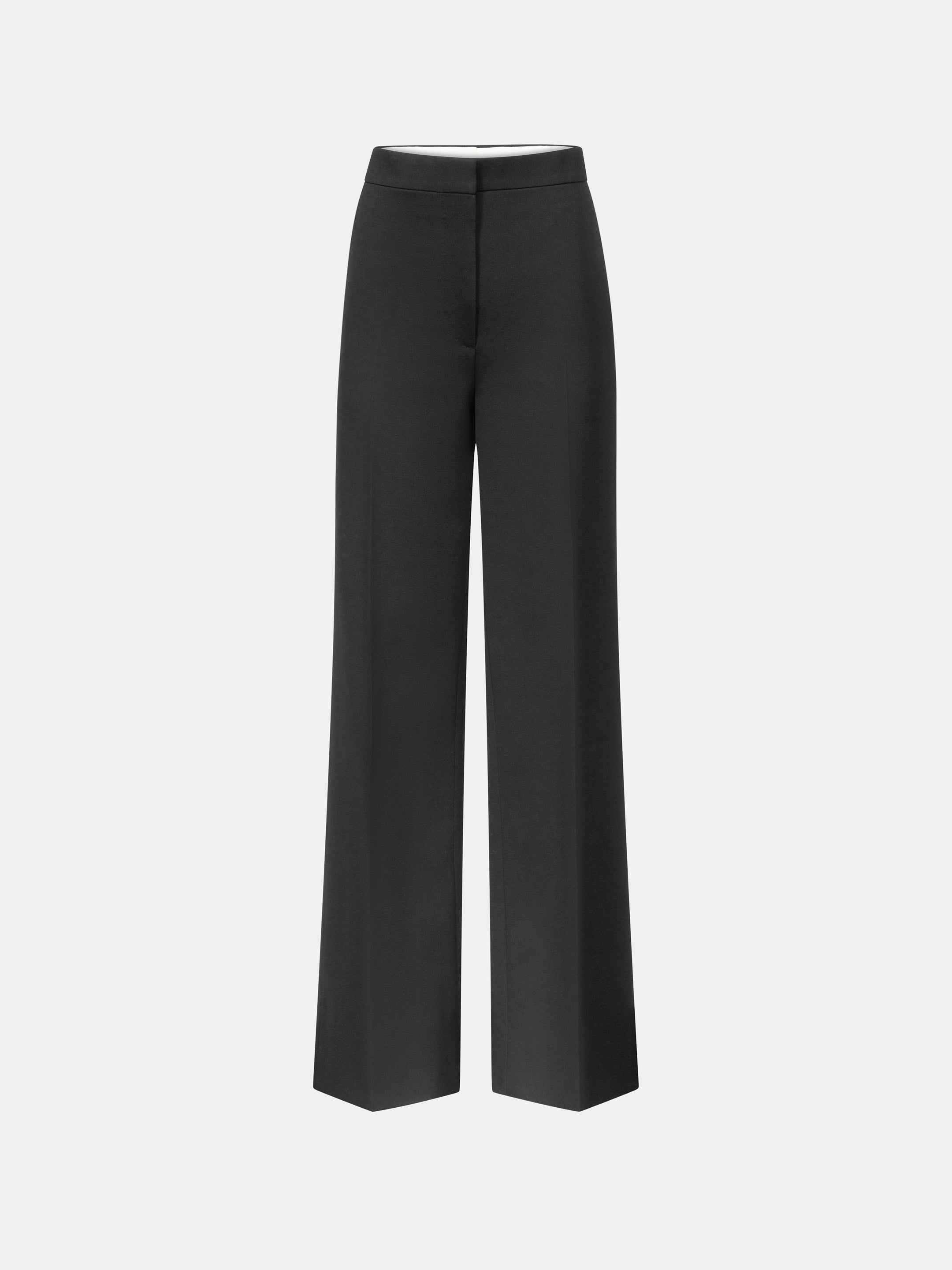 Black Sharp Wool Suiting Straight-Leg Trouser