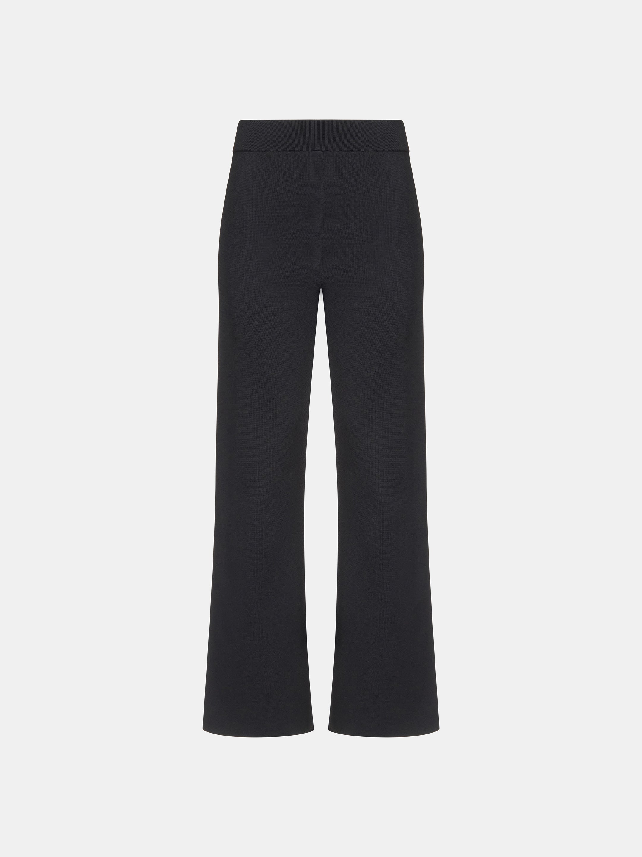Black Stretch Viscose Knit Cropped Flare Pant