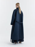 Black Duchesse Satin Relaxed Car Coat
