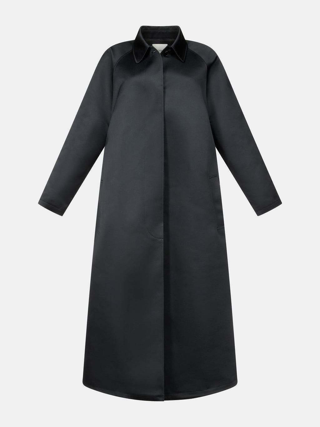 Black Duchesse Satin Relaxed Car Coat