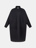 Black Lightweight Cotton Silk Faille Raglan Sleeve Parka