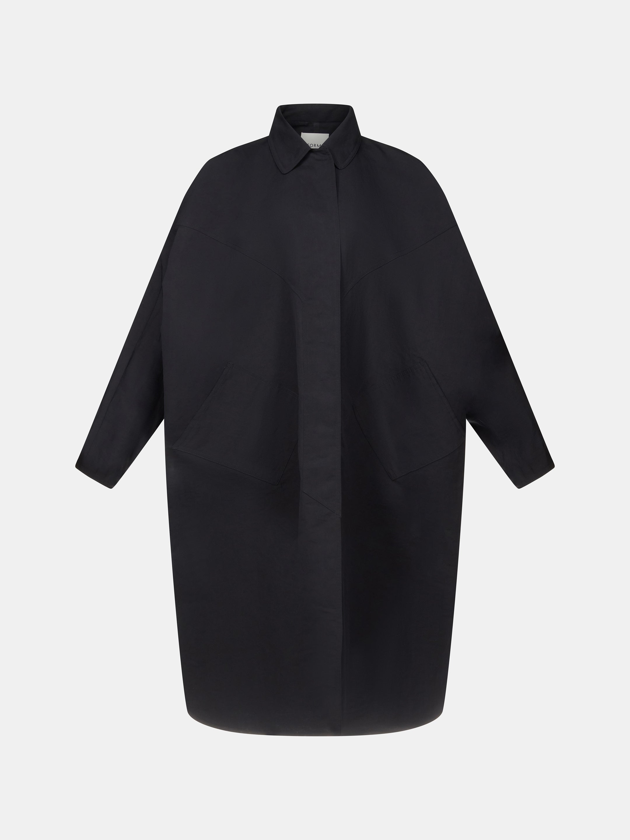 Black Lightweight Cotton Silk Faille Raglan Sleeve Parka